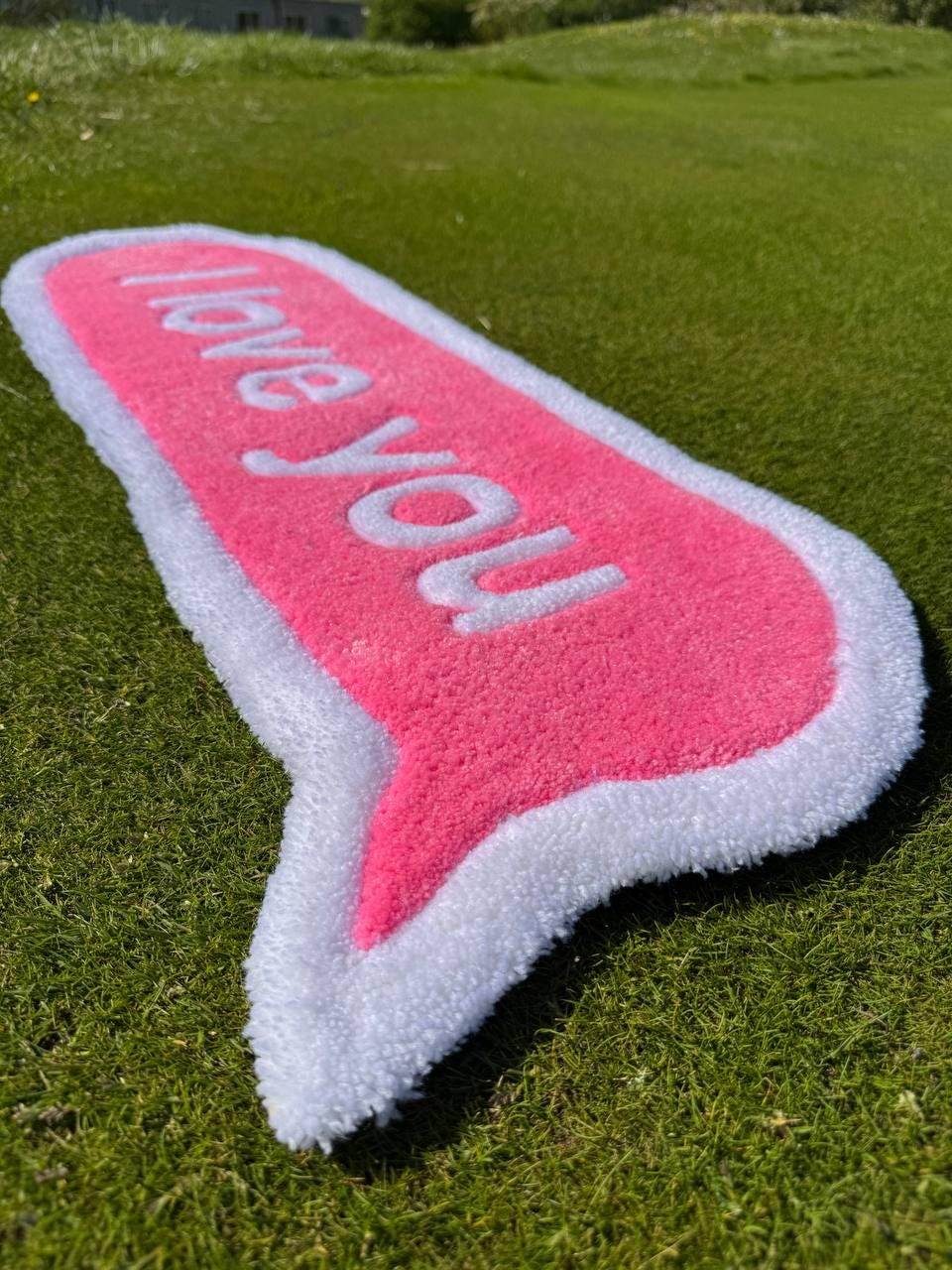 Custom Tufted Rug: "I Love You" Quote, Acrylic Yarn, Handmade