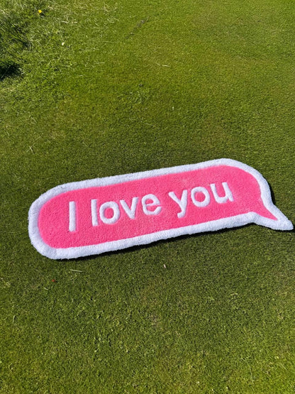 Custom Tufted Rug: "I Love You" Quote, Acrylic Yarn, Handmade