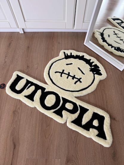Handmade Tufted Music Rug – “Utopia” Inspired Album Cover Carpet, Soft Fluffy Accent Mat or Wall Decor (80x61 cm)
