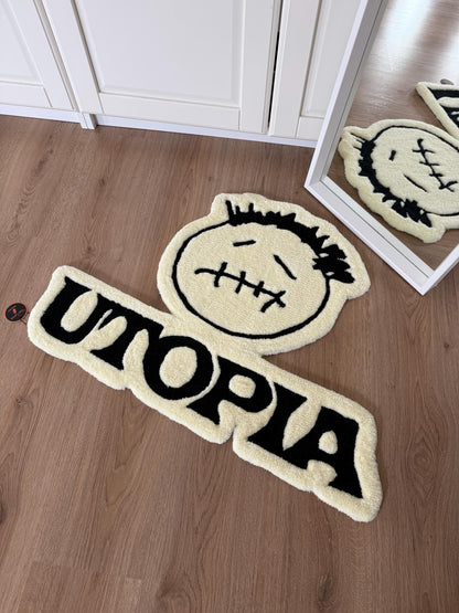 Handmade Tufted Music Rug – “Utopia” Inspired Album Cover Carpet, Soft Fluffy Accent Mat or Wall Decor (80x61 cm)