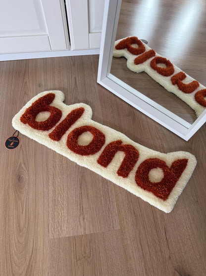 Handmade Blond Album Cover Rug: Tufted Music Decor (61cm x 23cm)
