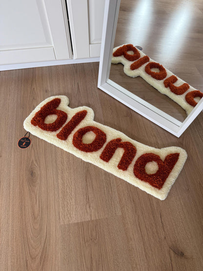 Handmade Blond Album Cover Rug: Tufted Music Decor (61cm x 23cm)