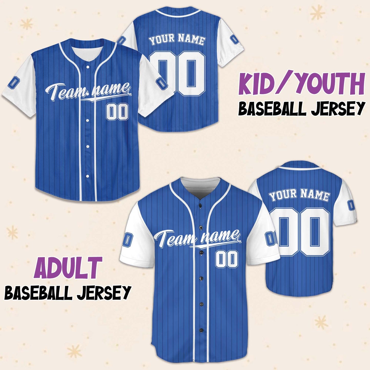 Custom White Blue Collection Baseball Jersey, Personalized Name Number Sports Team Uniform Jerseys Gifts for Men Women Kids Toddler Fan