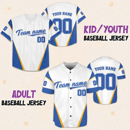 Custom White Blue Collection Baseball Jersey, Personalized Name Number Sports Team Uniform Jerseys Gifts for Men Women Kids Toddler Fan