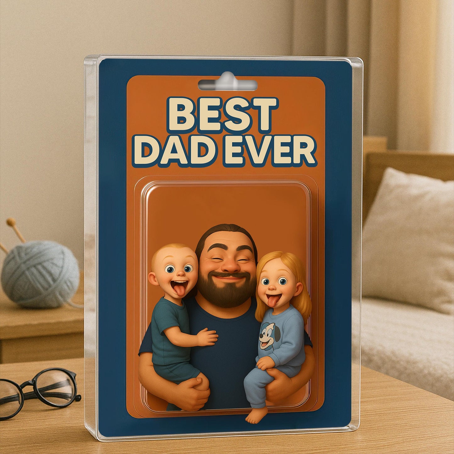 Personalized Picture Father's Day Gift For Dad, Custom Photo Dad And Kids Action Figure Acrylic Block, Best Dad Ever, Father's Day 2025