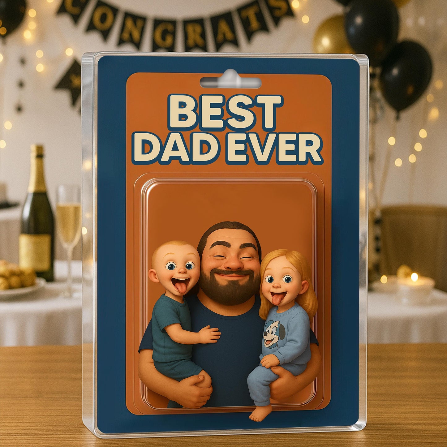 Personalized Picture Father's Day Gift For Dad, Custom Photo Dad And Kids Action Figure Acrylic Block, Best Dad Ever, Father's Day 2025