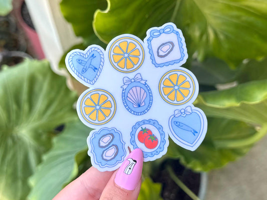 Beachy Coquette Frames Waterproof Sticker, Mental Health Stickers, Handdrawn Art, Bestfriend Gifts, Positivity, Summer, Beach