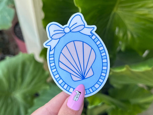 Shell Frame Waterproof Sticker, Mental Health Stickers, Handdrawn Art, Bestfriend Gifts, Positivity, Summer, Ocean Child, Beach, Fishing