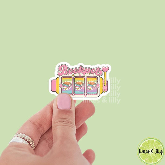 Bookpot Jackpot Bookish Vinyl Sticker | Kindle Stickers | Book Club | Bookish Stickers | Funny | Die Cut