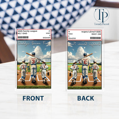 Baseball No. 1 Dad Grandpa Man & Kids Acrylic Plaque, Father's Day Gift For Dad, Gift for Husband,Trading Card Style, Gift for Baseball Dad