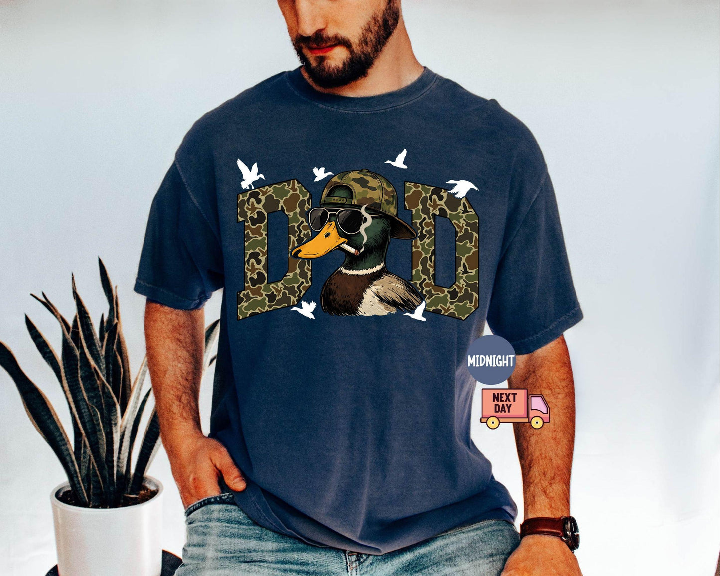 Comfort Colors® Hunting Dad T-Shirt, Duck Hunting Shirt, Mallard Duck Shirt, Daddy of Hunters, Camo Dad Shirt, Hunting Season, Daddy Shirt