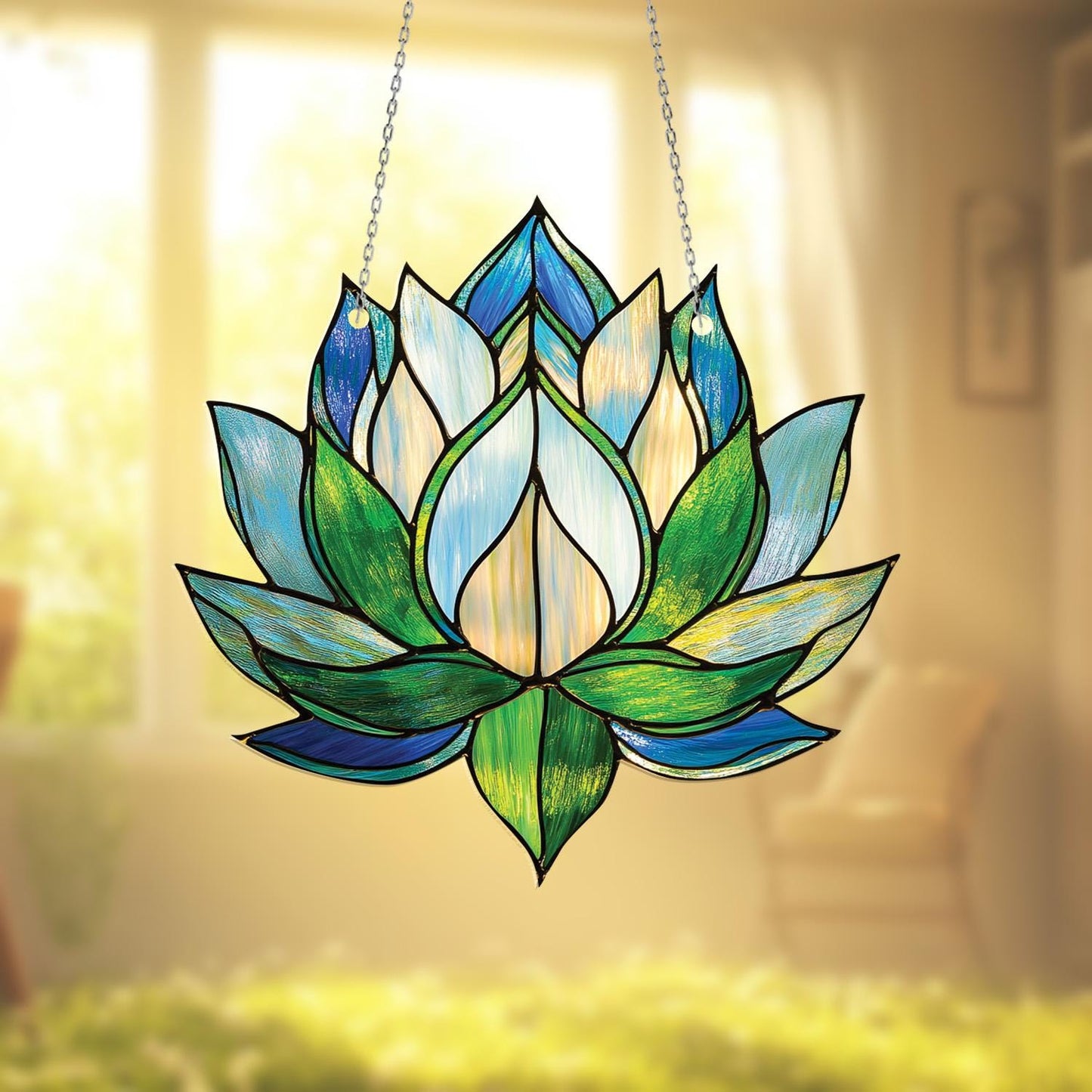 Lotus Flower Window Hanging, Zen Home Decor Gift, Mindful Space Accent, Yoga Room Art, Peaceful Gift for Her, Boho Spiritual Decor
