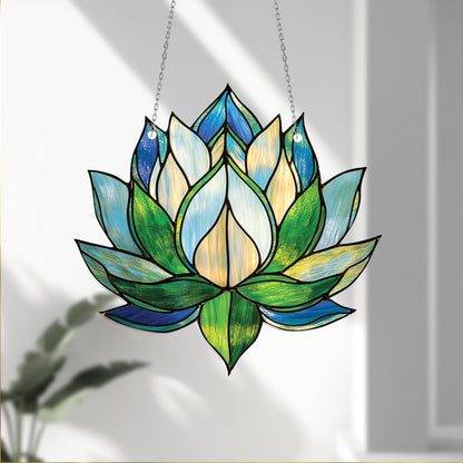 Lotus Flower Window Hanging, Zen Home Decor Gift, Mindful Space Accent, Yoga Room Art, Peaceful Gift for Her, Boho Spiritual Decor
