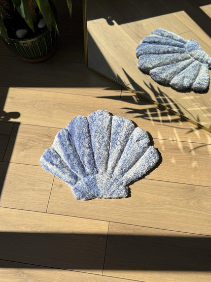 3D Oyster Tufted Rug – Fluffy Handmade Coastal Carpet – Soft Ocean-Inspired Mat – Beach House Decor