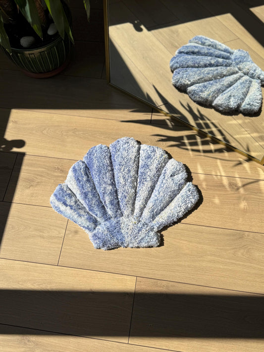 3D Oyster Tufted Rug – Fluffy Handmade Coastal Carpet – Soft Ocean-Inspired Mat – Beach House Decor