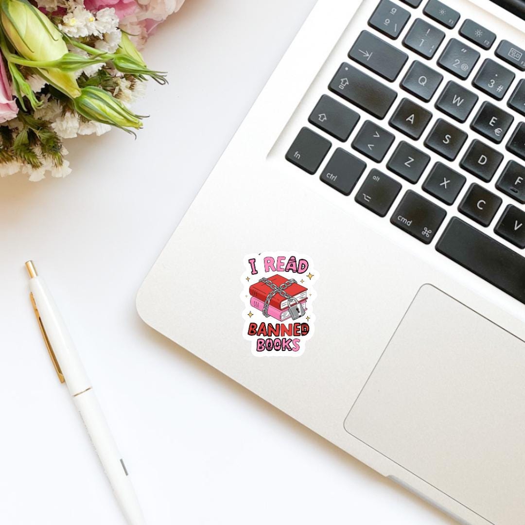 I Read Banned Books Books Chained Together Vinyl Sticker | Kindle Stickers | Bookish Stickers | Gift for Book Lover