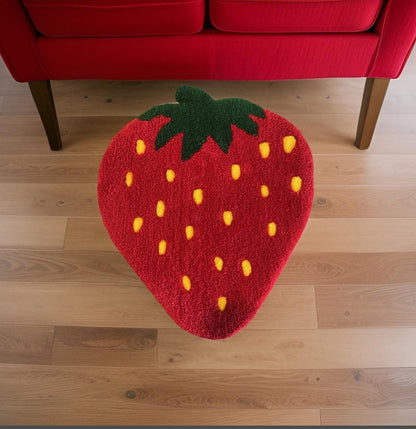 Strawberry   Rug Nursery Decoration Fruit Design Berry Accent Area Mat Kitchen Decor Dopamine Decor Playroom Theme Room Accessory Kid
