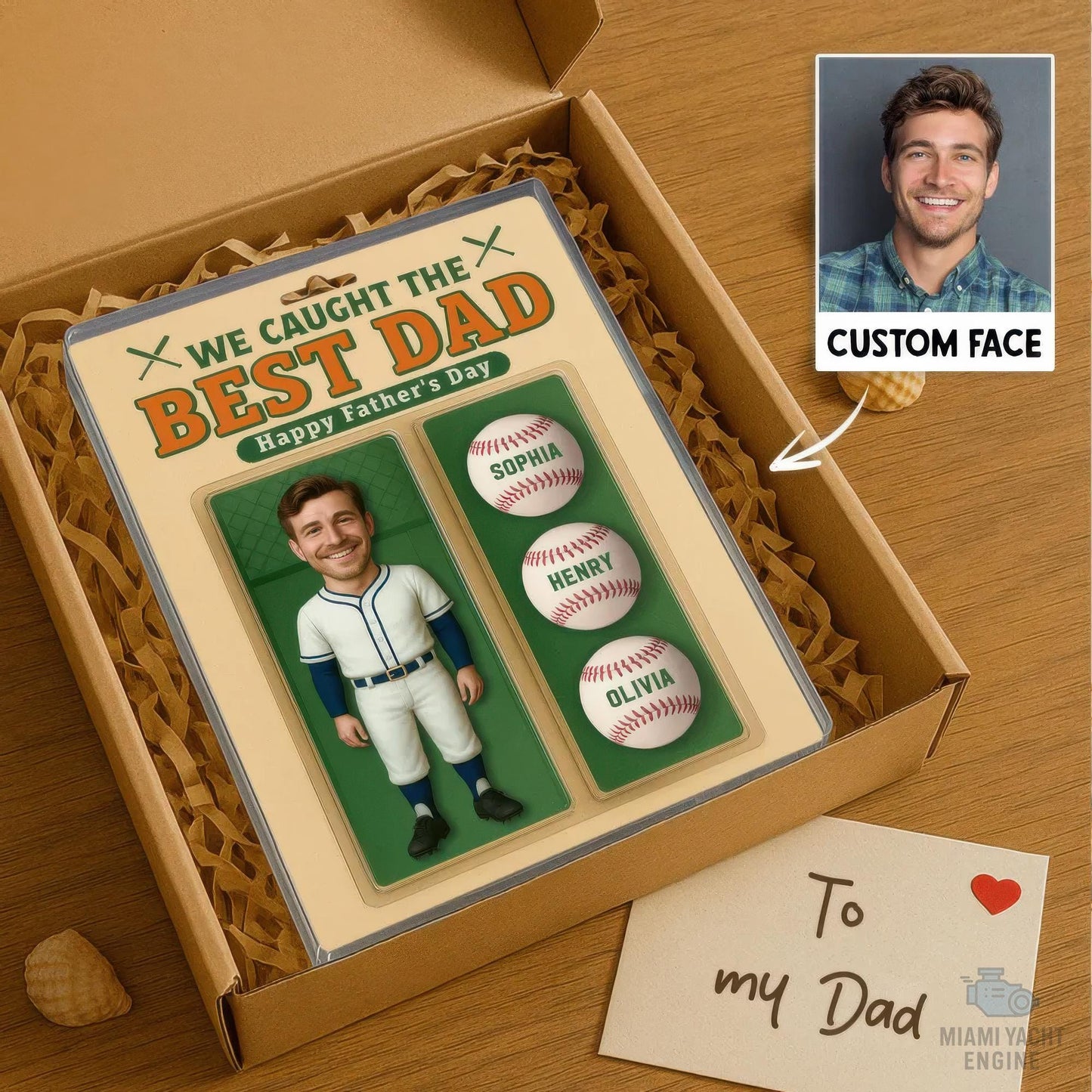 Custom Photo And Name We Caught The Best Dad Acrylic Block Plaque, Best Dad Unique Baseball Acrylic Block Plaque, Father's Day Gift for Dad
