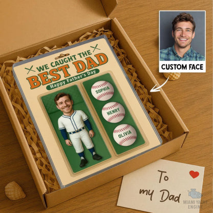 Custom Photo And Name We Caught The Best Dad Acrylic Block Plaque, Best Dad Unique Baseball Acrylic Block Plaque, Father's Day Gift for Dad