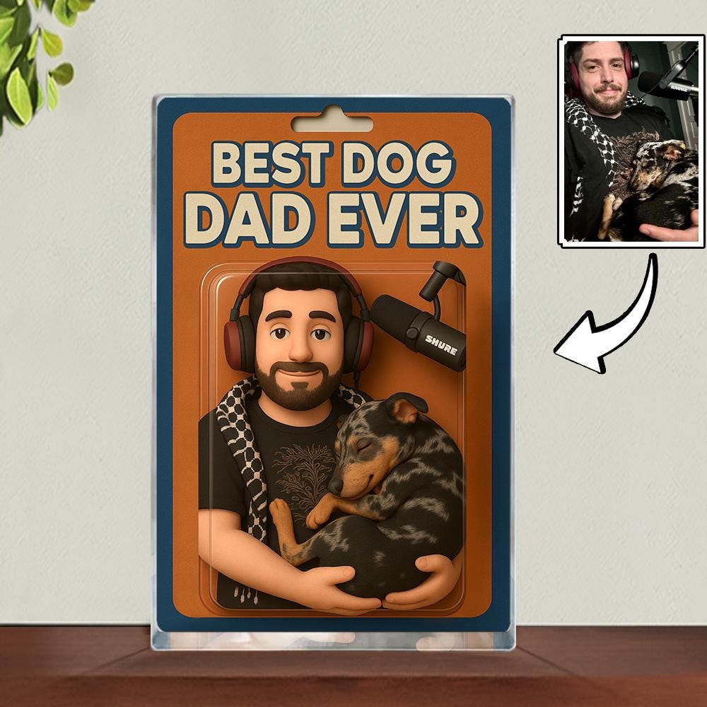 Personalized Father's Day Gift For Dog Dad, Custom Dog Photo Action Figure Acrylic Block, Dog Owners Gift, Dog Lovers Gift, Dog Dad Gift