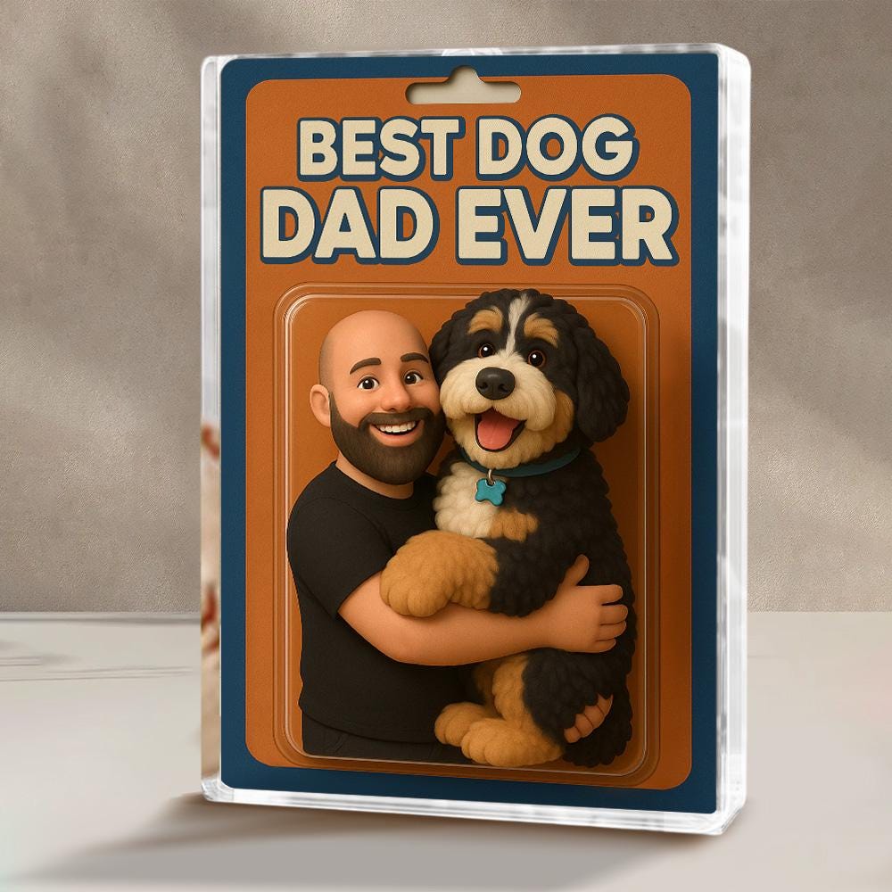 Personalized Father's Day Gift For Dog Dad, Custom Dog Photo Action Figure Acrylic Block, Dog Owners Gift, Dog Lovers Gift, Dog Dad Gift