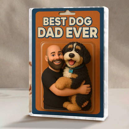Personalized Father's Day Gift For Dog Dad, Custom Dog Photo Action Figure Acrylic Block, Dog Owners Gift, Dog Lovers Gift, Dog Dad Gift