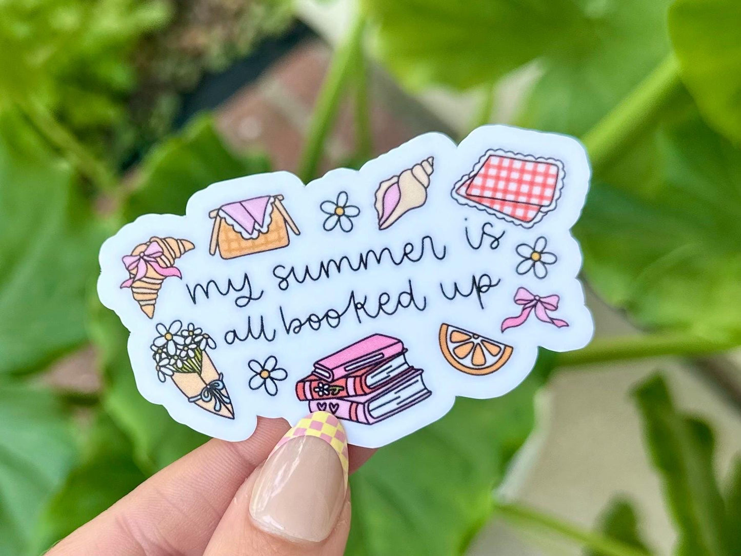 My Summer is All Booked Up Waterproof Sticker, Mental Health Stickers, Handdrawn Art, Bestfriend Gifts, Positivity, Bookish, Reading