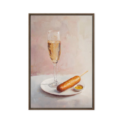 Corndog and Champagne Art Print: Quirky Bar Cart Decor