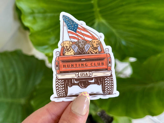 Hunting Club Truck Waterproof Sticker, Mental Health Stickers, Handdrawn Art, Bestfriend Gifts, Hunting, Men’s Stickers, Gifts for Dad