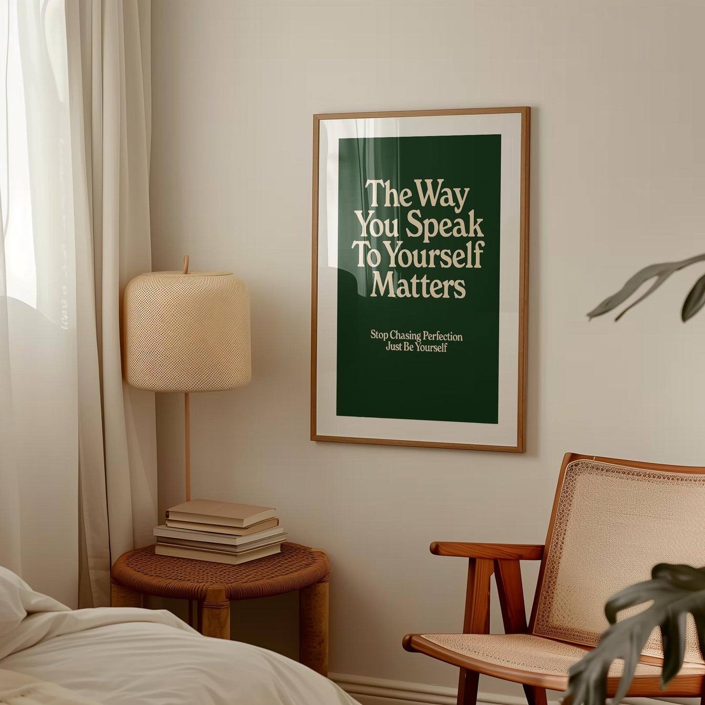 Self Love Print: Midcentury Green Motivational Wall Art (Digital Download)