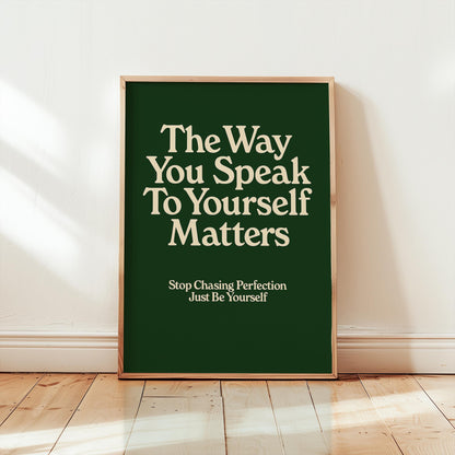 Self Love Print: Midcentury Green Motivational Wall Art (Digital Download)