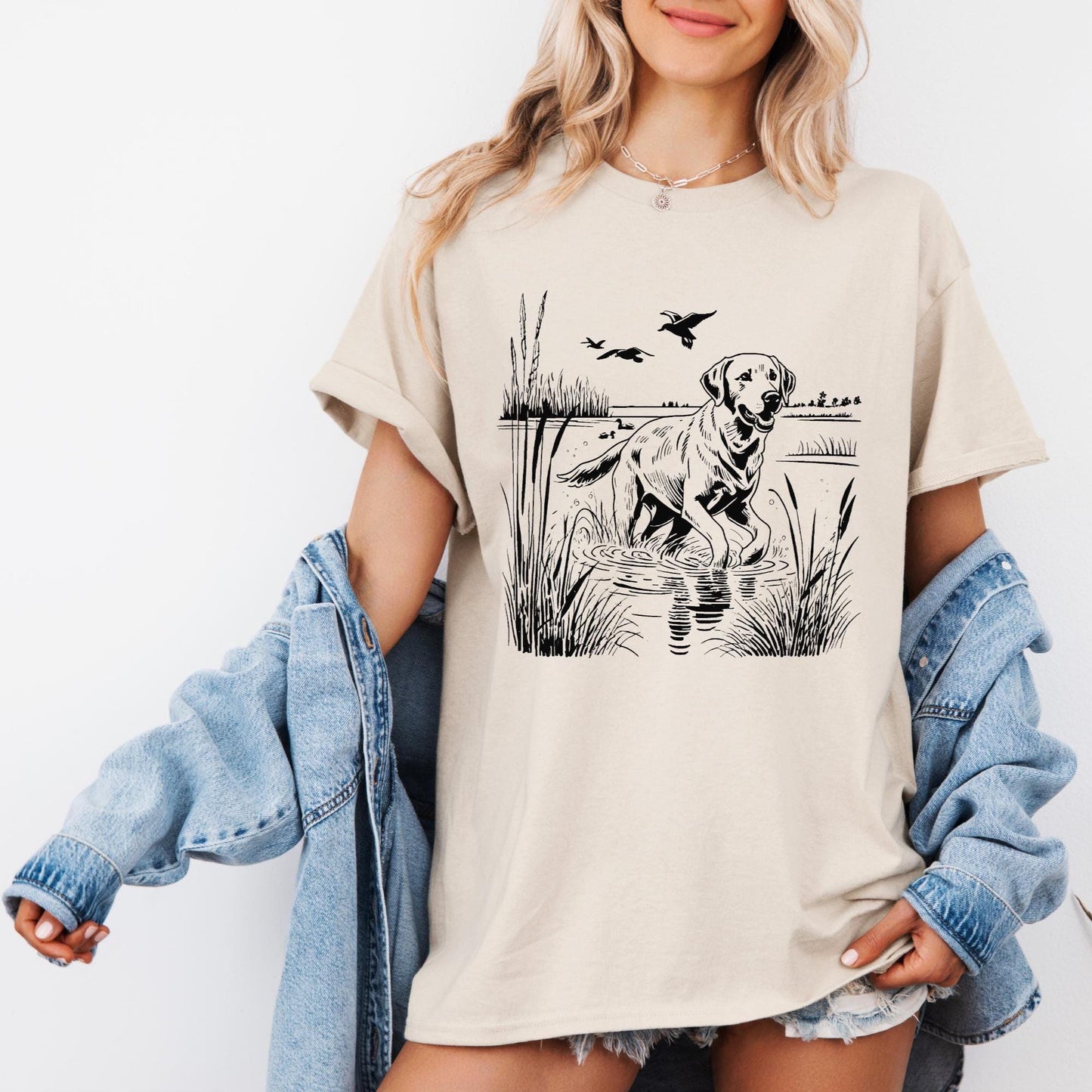 Labrador Retriever Shirt, Hunting Dog Graphic Tee, Duck Hunting T-Shirt, Lab Lover Gift, Retriever Outdoorsman Tee, Wildlife Scene