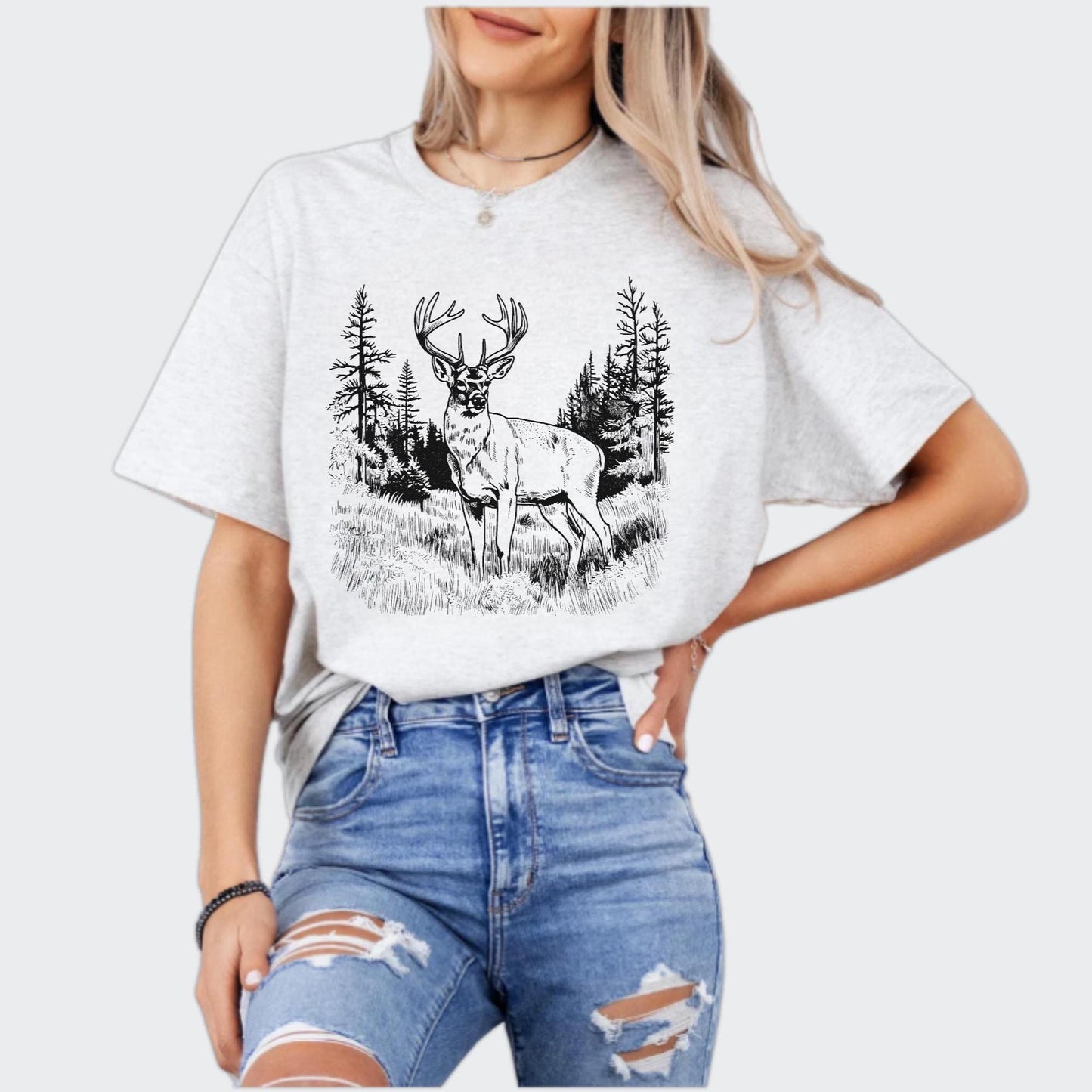 Whitetail Buck T-Shirt, Deer in the Wild Graphic Tee, Hunting Shirt, Nature Wildlife Scene Tee, Country Outdoorsman Gift, Rustic Deer Tee