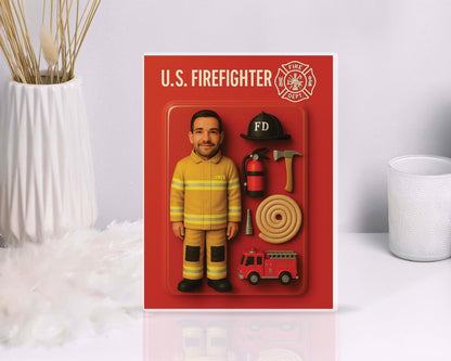 3D Effect Firefighter Custom Figure Personalized Acrylic Block Plaque, Gift For Firefighter, Fire Department, Fireman Gift Father's Day 2025