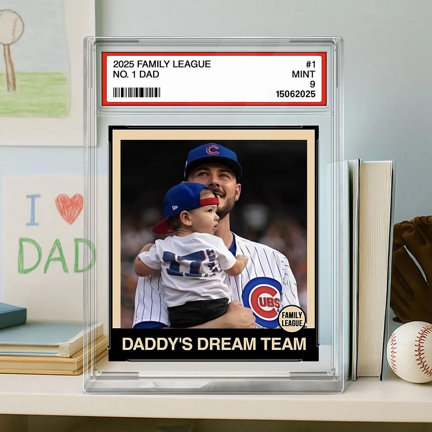 Custom Photo Baseball Trading Card Style Custom Figure Personalized Acrylic Block Plaque, Fathers Day Gifts for Husband, Dad, Papa, Grandpa