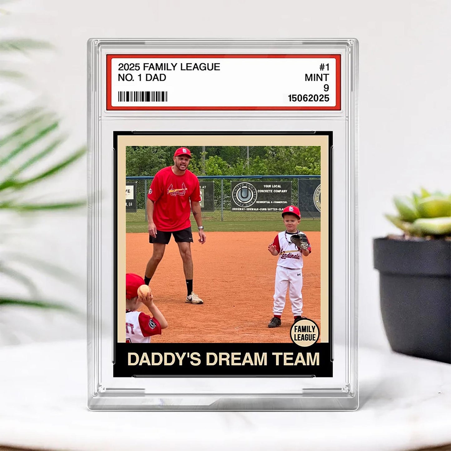 Custom Photo Family Trading Card Style Custom Figure Personalized Acrylic Block Plaque, Father's Day Gifts for Husband, Dad, Papa, Grandpa