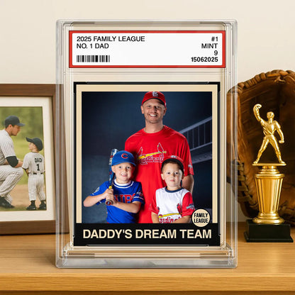 Custom Photo Family Trading Card Style Custom Figure Personalized Acrylic Block Plaque, Father's Day Gifts for Husband, Dad, Papa, Grandpa