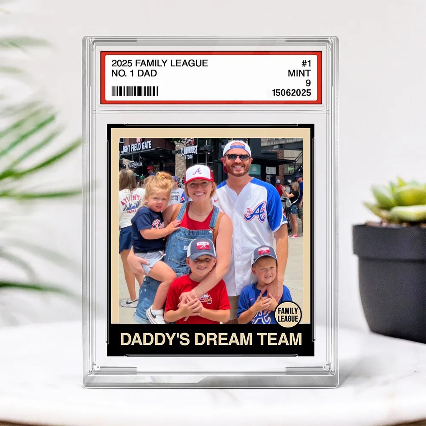 Custom Photo Family Trading Card Style Custom Figure Personalized Acrylic Block Plaque, Father's Day Gifts for Husband, Dad, Papa, Grandpa