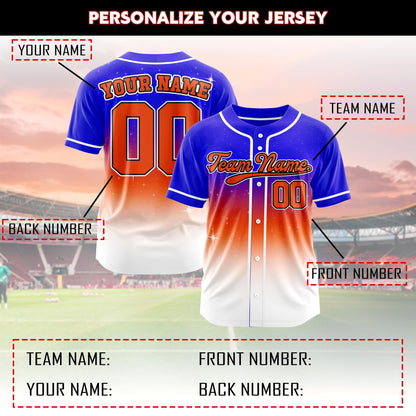 Custom baseball jersey personalized team name number gradient team uniform party jerseys Sports shirt Kids Adults (Printed Glitter)