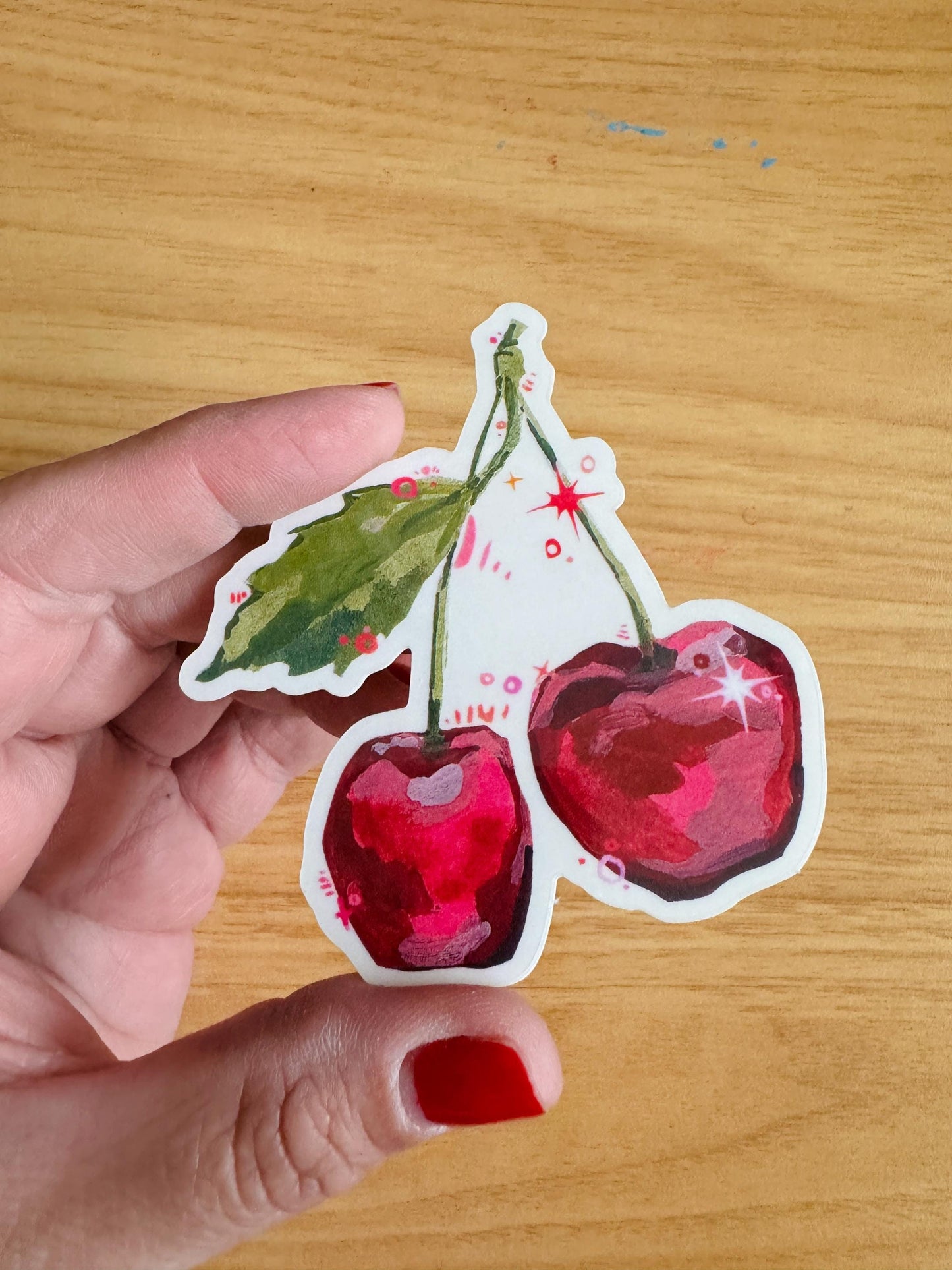 Magic Cherry | Clear Laptop Sticker | Cute Coquette Pretty Cherries