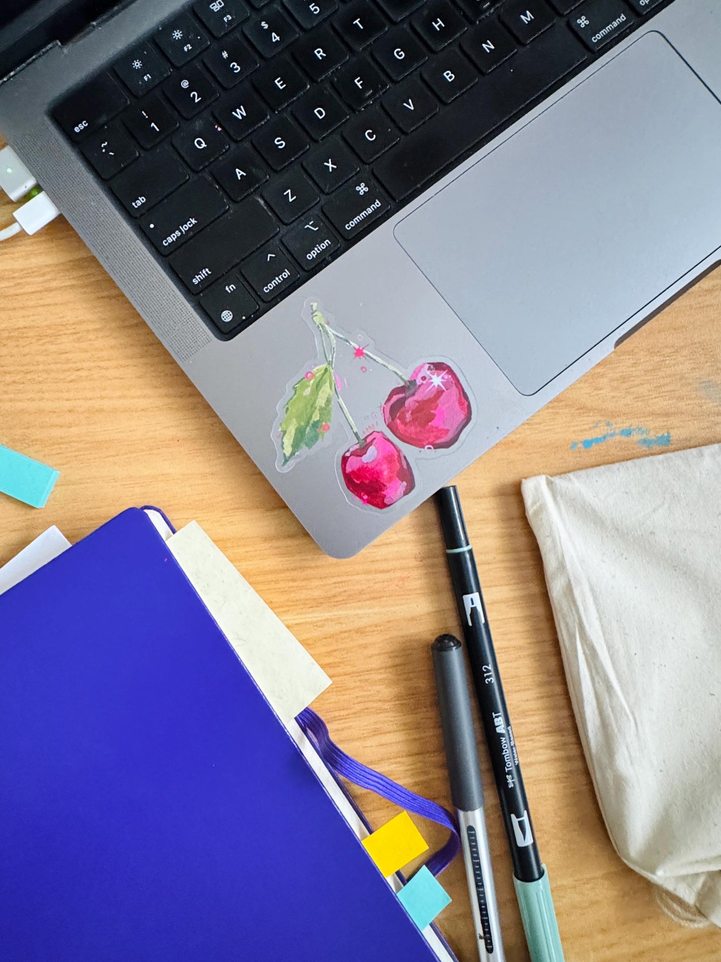 Magic Cherry | Clear Laptop Sticker | Cute Coquette Pretty Cherries