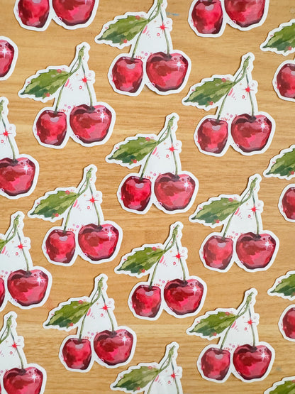 Magic Cherry | Clear Laptop Sticker | Cute Coquette Pretty Cherries