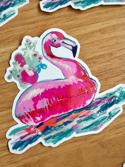 Flamingo Floatie | Cute Sticker Decal | Hot Pink Summer Fun