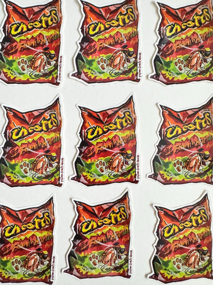 Hot Cheetos | 3.5" Glossy Vinyl Sticker Decal | Waterproof  Weatherproof | Flaming Hot Spicy Food