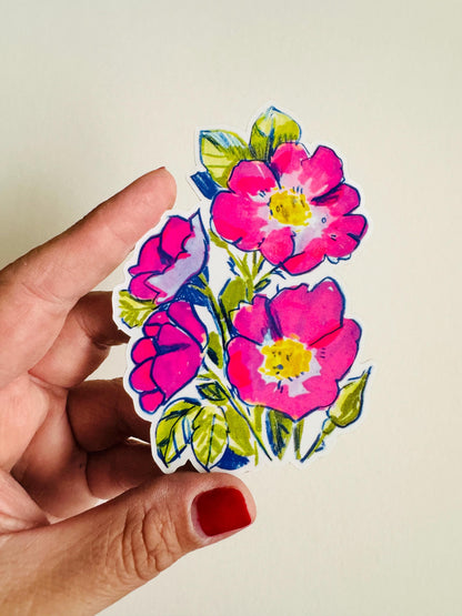 Wild Rose | 4" Matte Sticker Decal | Weatherproof | Flower Roses