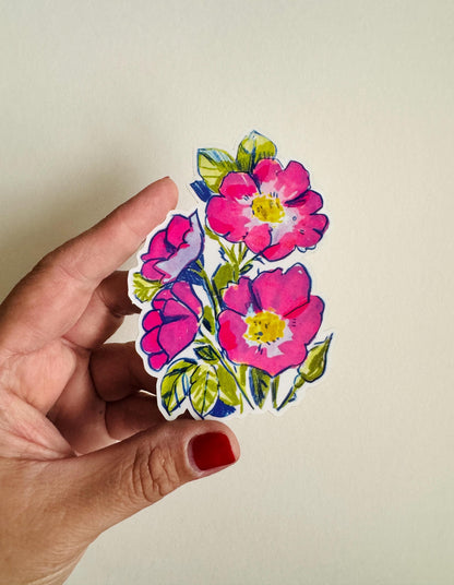 Wild Rose | 4" Matte Sticker Decal | Weatherproof | Flower Roses