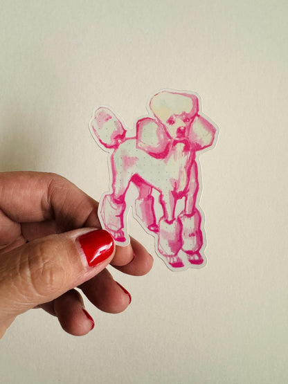 Pink Poodle | Vinyl Sticker Decal | Waterproof  Weatherproof | Pastel Dog Portraits
