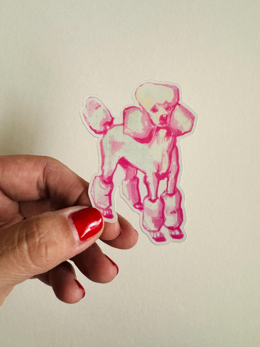 Pink Poodle | Vinyl Sticker Decal | Waterproof  Weatherproof | Pastel Dog Portraits