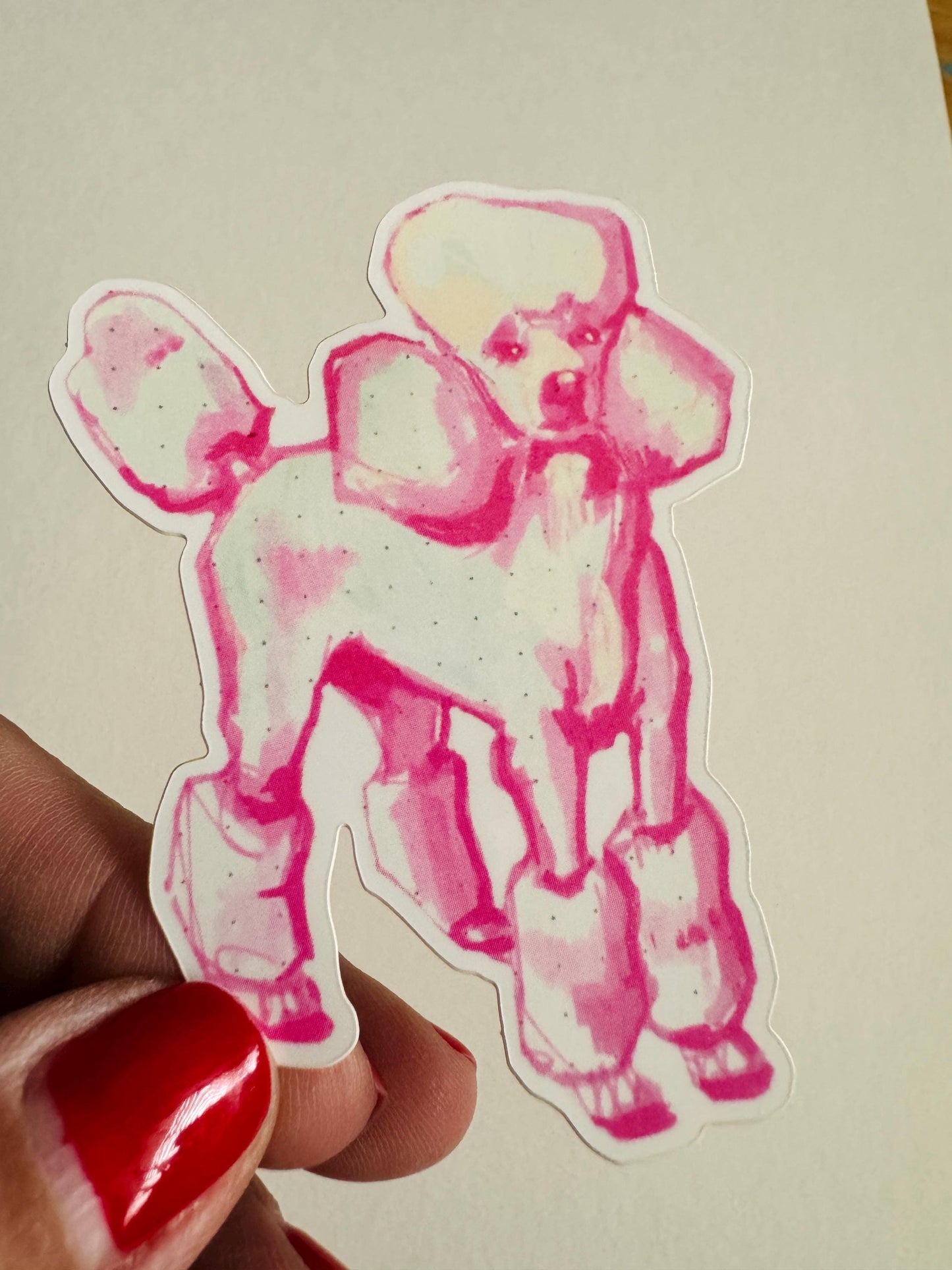 Pink Poodle | Vinyl Sticker Decal | Waterproof  Weatherproof | Pastel Dog Portraits