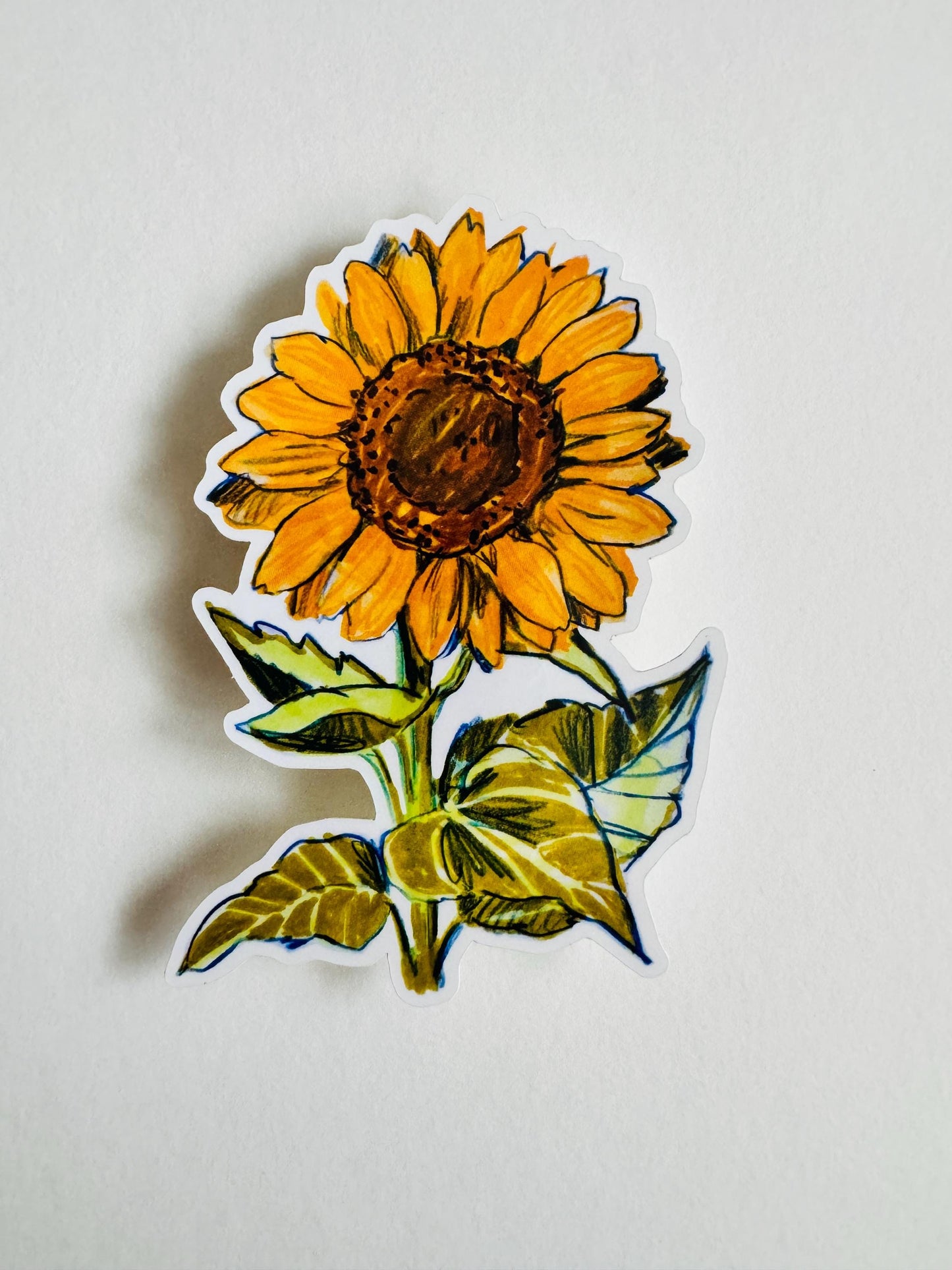 Sunflower Sticker  | Original Illustration Decals | Nature Naturalist Flowers